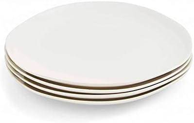 Portmeirion Sophie Conran Arbor Dinner Plate| Set of 4 Dinner, Pasta, and Appetizer Plates | 11 Inch Organic Shape Stoneware | Microwave and Dishwasher Safe – (Creamy White)