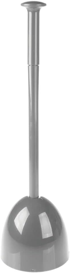 mDesign Plastic Freestanding Hideaway Toilet Bowl Plunger with Holder Set - Plunger for Bathroom Storage and Cleaning Organization - Heavy Duty, Space Saving - Aura Collection - Gray