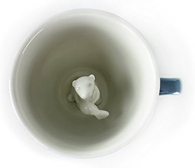 Creature Cups Sea Otter Ceramic Mug – 11 oz Gray Blue Coffee Cup with Hidden 3D Otter Inside – Unique Gift for Coffee, Tea & Ocean Lovers