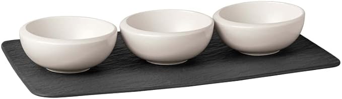 Villeroy & Boch - NewMoon set of dip dishes, set of small bowls for dips or finger food, 4 pieces, premium porcelain, white, dishwasher safe, 10-4264-9023