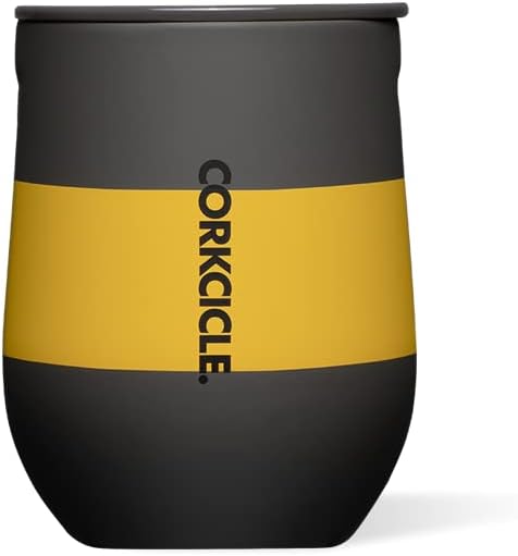 Corkcicle Stemless Insulated Wine Glass Tumbler - Keeps Beverages Cold 6 Hours & Hot 3 Hours - Stainless Steel - Easy-Grip - Summer Drinkware Gift - Keeps Drinks Ice Cold - 12 oz - Hufflepuff