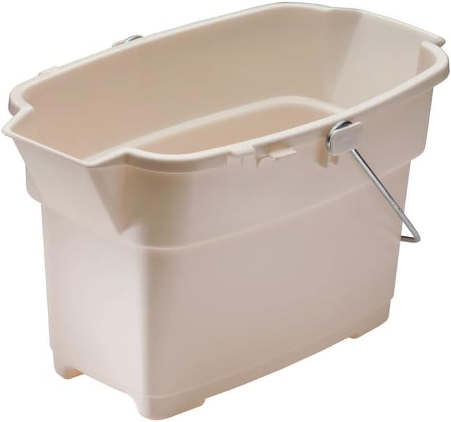 Rubbermaid Roughneck Square Bucket, 14-Quart, Bisque, Comfortable/Durable Pour Handle, Sturdy Pail Bucket for Household Cleaning/Mopping