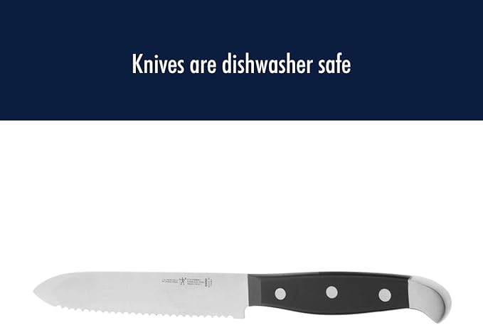 HENCKELS Statement Razor-Sharp 5-inch Serrated Utility Knife, Tomato Knife, German Engineered Informed by 100+ Years of Mastery, Black/Stainless Steel