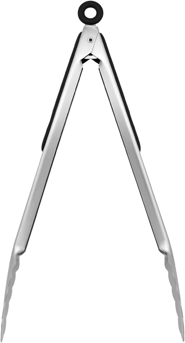 12-inch Stainless Steel Kitchen Tongs with Locking, Metal Food Tongs Non-Slip Grip (12")
