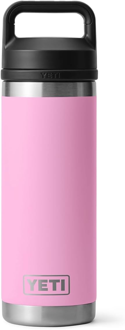 YETI Rambler 18 oz Bottle, Leakproof, Vacuum Insulated, Stainless Steel with Chug Cap, Power Pink