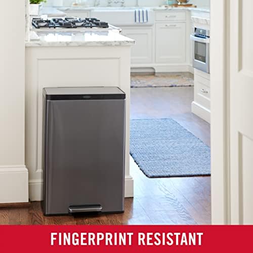 Rubbermaid Elite Stainless Steel Step-On Trash Can, 12 Gallon, Charcoal, Wastebasket for Home/Kitchen/Garage/Apartment/Office