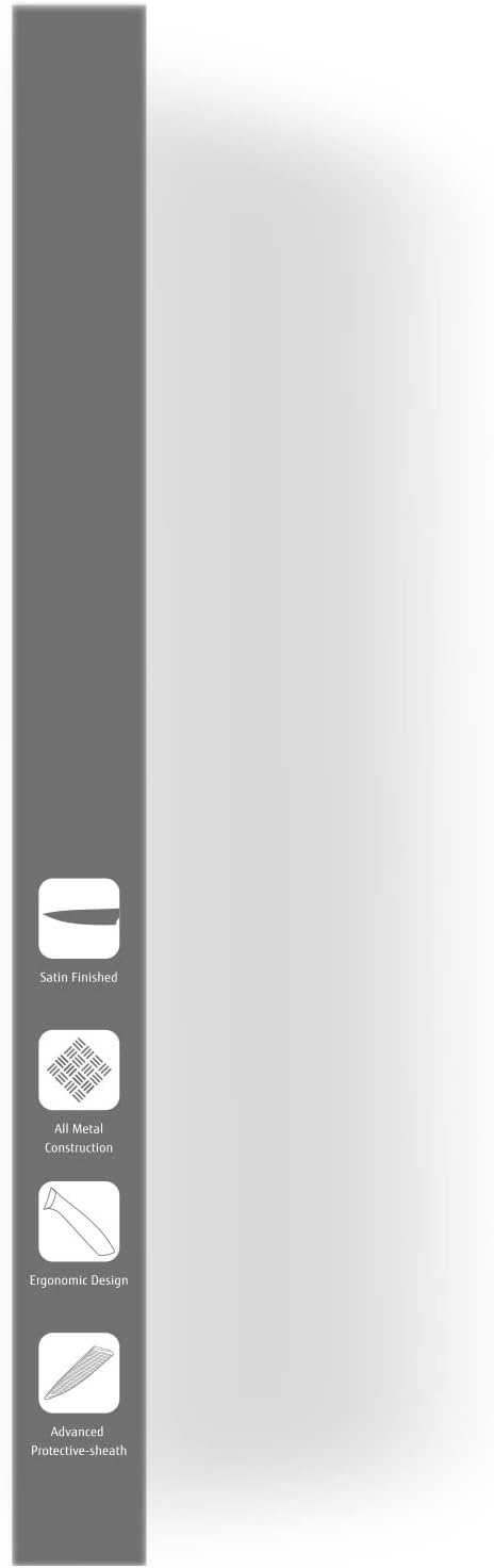 hecef Silver Kitchen knife set of 5, Satin Finish Blade with Hollow Handle, includes 8" Chef, 8" Bread, 8" Santoku, 5" Utility and 3.5" paring knife