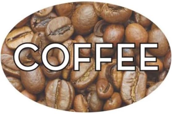 Coffee Sticker Labels for Food 500 Each per roll 1.25" x 2" Oval Shape by Unknown