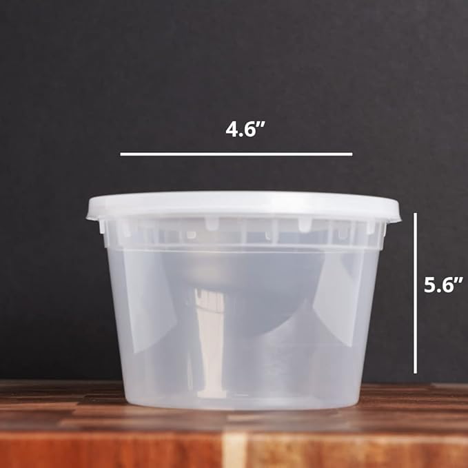 TIYA Food Containers - 16oz Bulk 240 Pack with Lids - Plastic Food Storage to-Go Containers - Reusable Microwavable Dishwasher Safe Cups - Airtight Leak Proof for Soups & Meal Prep