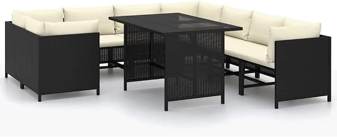 9-Piece Outdoor Patio Furniture Set, Modular PE Rattan Sectional Sofa by Unknown