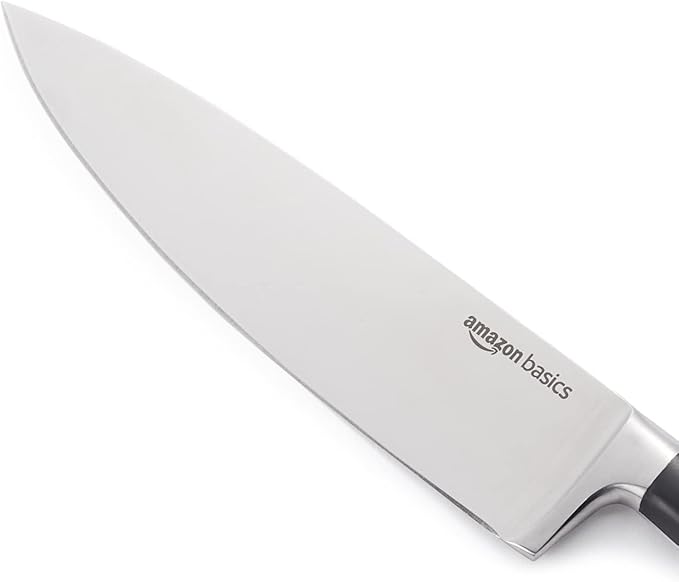 Amazon Basics Classic 8-inch Full Tang Stainless Steel Chef's Knife with Three Rivets, Silver