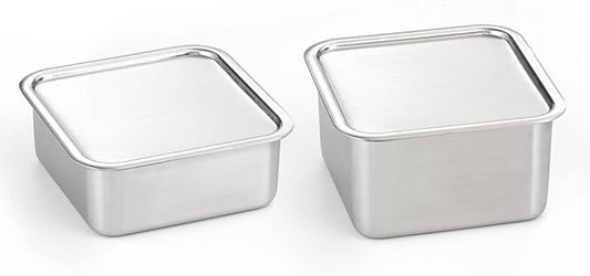 CuBE Large 2PCS Set 1500ml 1050ml Stainless Steel Food Storage Containers With Lids and a Net Kitchen Appliances Dishwasher Safe Premium South Korea