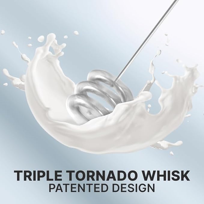 Zulay Kitchen Milk Frother with Patented Tornado Triple Whisk – Handheld Foam Maker for Coffee, Lattes, Matcha & Hot Chocolate – Rich, Creamy Froth in Seconds