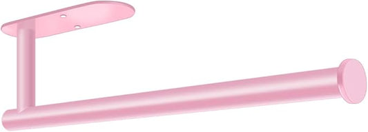 MGahyi Paper Towel Holder Wall Mount, Self Adhesive Or Drilling Under Cabinet Kitchen, 13.2 inch Stainless Steel Paper Towel Roll Rack, Towel Roll Hanger for Bathroom (Rectangle-Pink, Rectangle)