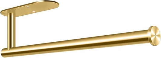 MGahyi Paper Towel Holder Wall Mount, Self Adhesive Or Drilling Under Cabinet Kitchen, 13.2 inch Stainless Steel Paper Towel Roll Rack, Towel Roll Hanger for Bathroom(Gold, Rectangle)