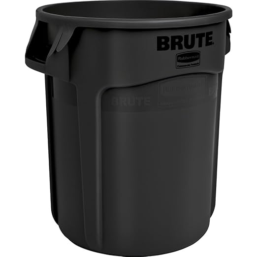 Rubbermaid Commercial Products BRUTE Heavy-Duty Round Garbage Can with Venting Channels, 20-Gallon, Black, Waste Container for Landscapers/Construction/Restaurants/Warehouses/Driveway, Pack of 6