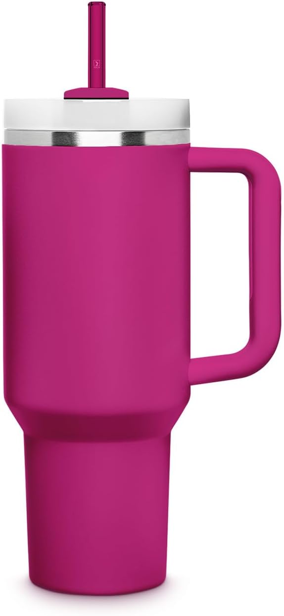HALM Stanley Quencher Tumbler Glass Straws Pink Reusable Replacement Straws for Tumbler with Handle Stainless Steel Drinking Cup Accessory BPA-Free & Dishwasher Safe