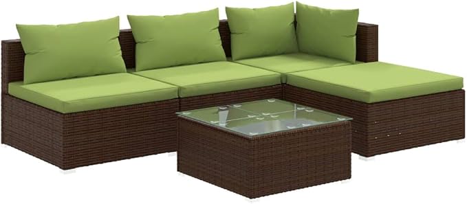 Garden Lounge Set Brown PE Rattan Outdoor Corner Sofa Modular Patio Furniture by Unknown