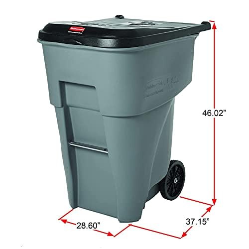 Rubbermaid Commercial Products BRUTE Rollout Trash/Garbage Can/Bin with Wheels, 95 Gal, Gray, for Restaurants/Hospitals/Offices/Back of House/Warehouses/Home