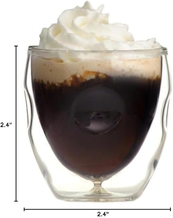 Ozeri Moderna Artisan Series Double Wall Beverage and Espresso Shot Glasses, 2-Ounce, Set of 4