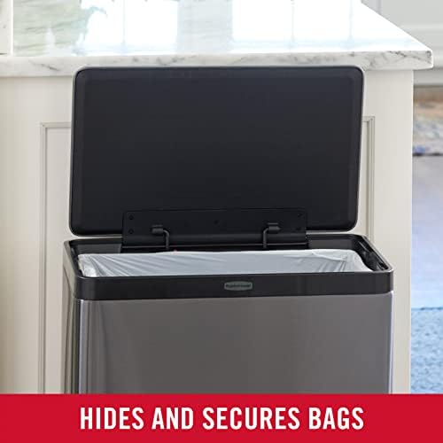 Rubbermaid Elite Stainless Steel Step-On Trash Can, 12 Gallon, Charcoal, Wastebasket for Home/Kitchen/Garage/Apartment/Office
