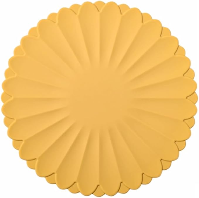 Heat-Resistant Silicone Trivet Mats, Non-Slip Hot Plate Holder for Kitchen Countertops & Dining Table, Reusable Pot Holder Pad with Secure Grip, Dishwasher Safe (Yellow, Diameter: 30cm/11.81")