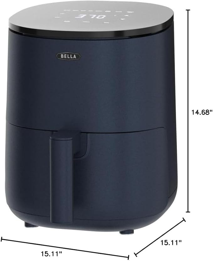 BELLA 2.9QT Touchscreen Air Fryer, No Pre-Heat Needed, No-Oil Frying, Fast Healthy Evenly Cooked Meal Every Time, Dishwasher Safe Non Stick Pan and Crisping Tray for Easy Clean Up, Matte Blue