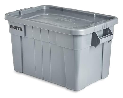 Rubbermaid Commercial Products BRUTE Tote Storage Bin with Lid, 20-Gallon, Gray, Rugged/Reusable Boxes for Garage/Moving/Camping/Basement Storage/Kitchen/Warehouse/Outdoor, Pack of 1