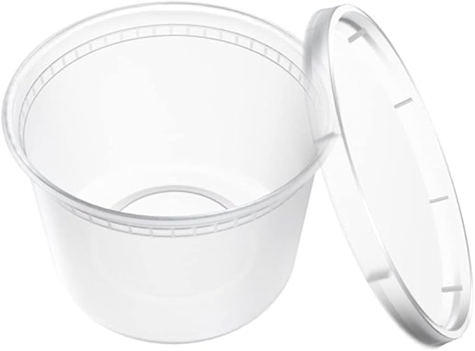 EDI [16 OZ, 25 Sets] Plastic Deli Food Storage Containers with Airtight Lids | Microwave-, Freezer-, Dishwasher-Safe | BPA Free | Heavy-Duty | Meal Prep | Leakproof | Recyclable