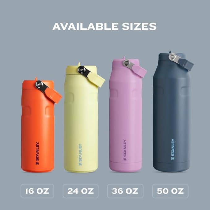 Stanley IceFlow Flip Straw 2.0 Water Bottle 24 oz | Built-In Straw with Larger Opening | Lightweight and Leak Resistant | Insulated Stainless Steel | BPA-Free | Meadow
