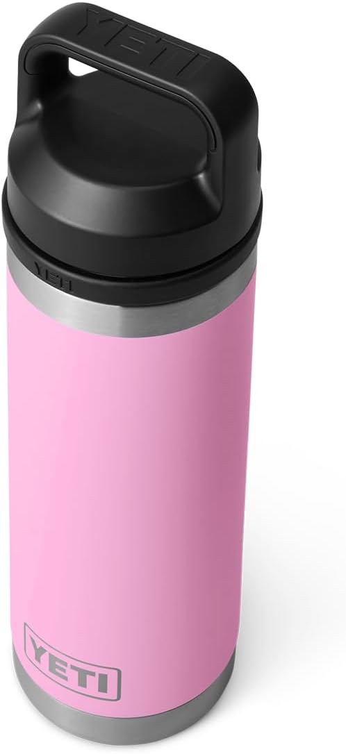 YETI Rambler 18 oz Bottle, Leakproof, Vacuum Insulated, Stainless Steel with Chug Cap, Power Pink