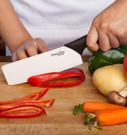 Shenzhen Knives 6 Inch Ceramic Vegetable Cleaver (Nakiri Knife). Lightweight Kitchen Cutlery for Precision Slicing and Cooking. Japanese Chef Kitchen Aid - Professional Cooking Knife