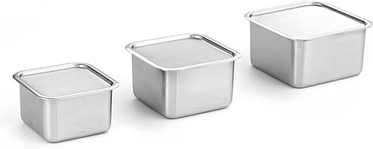 CuBE High 3PCS Set Stainless Steel Food Storage Containers With Lids and 3 Net Kitchen Appliances Dishwasher Safe Premium South Korea