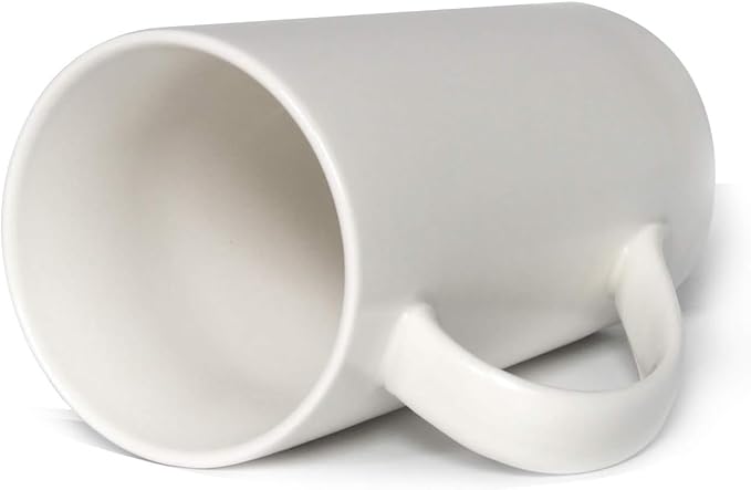 Smilatte 20 oz Extra Large Coffee Mug, M007 Plain Tall Big Ceramic Latte Milk Tea Cup with Handle for Dad Men Women, White