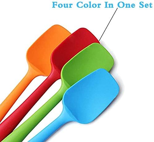 Food Grade Silicone Spatula Set Heat Resistant Small Rubber Spatulas,4 piece Silicone Spoonula Spatula Non-stick Baking Curved Spatulas Multicolor(21.7cm/8.56inch)