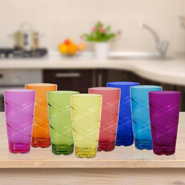 CreativeWare Circus Set of 8, 24 Ounces Tumbler Set, 24 oz, Multicolor (CIR08MULTI)