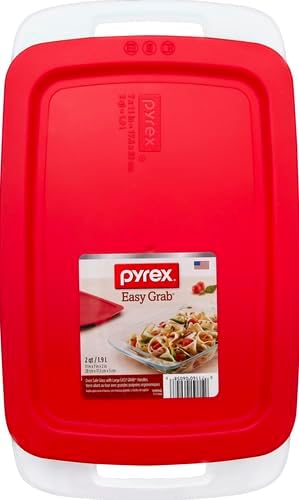 Pyrex Easy Grab 2-Qt Glass Baking Dish with Lid, Tempered Glass Baking Dish with Large Handles, Non-Toxic, BPA-Free Lid, Dishwashwer, Microwave, Freezer and Pre-Heated Oven Safe
