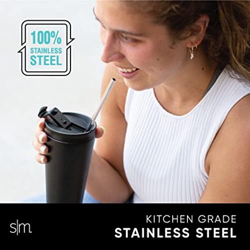Simple Modern Stainless Steel with Silicone Tipped Reusable Straws | Toxin Free and Waste Reducing Straw for Tumblers and Travel Mugs | Classic Collection | 4 Pack | Assortment - Neutral