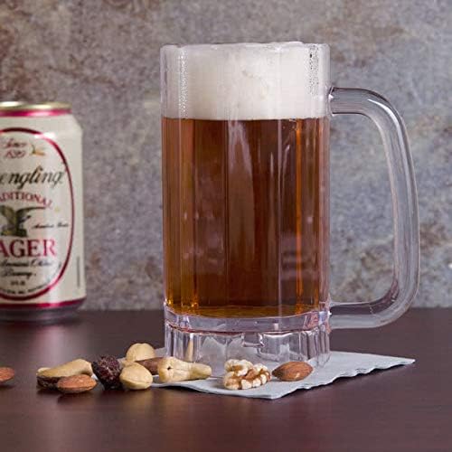G.E.T. 00086-1-SAN-CL Shatter-Resistant Plastic Beer Mug / Stein, 16 Fluid Ounce, BPA Free (Pack of 12),Clear