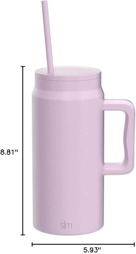 Simple Modern 50 oz Mug Tumbler with Handle and Straw Lid | Reusable Insulated Stainless Steel Large Travel Jug Water Bottle | Gifts for Women Men Him Her | Trek Collection | 50oz | Lavender Mist