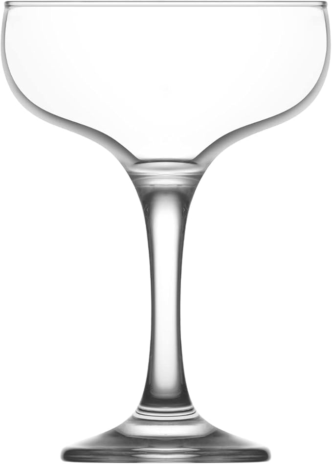 LAV Lead-Free Colorful Coupe Cocktail Glasses 8 oz Champagne Glass with Colored, Cleared Rims - Manhattan, Martini Glasses, Cocktails, Barware, Home, Restaurant, Birthday, Wedding Parties | Set of 4