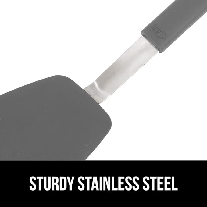 GORILLA GRIP Patented BPA-Free Non-Scratch Spatula, Heat Resistant Flexible Silicone Head for Nonstick Cooking Pans, Soft Rubber Handle, Kitchen Spatulas for Flipping Eggs, Pancakes, 11.6 in, Gray