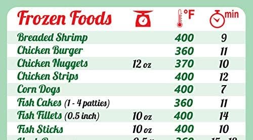 Must-Have Air Fryer Accessories Air Fryer Cooking Times All-in-One Magnet Accurate Instant Guide Big Text Easy to Read Healthy Handy Quick Cheat Sheet Chart 8”x11” Green Kitchen Gift Recipe Cookbooks
