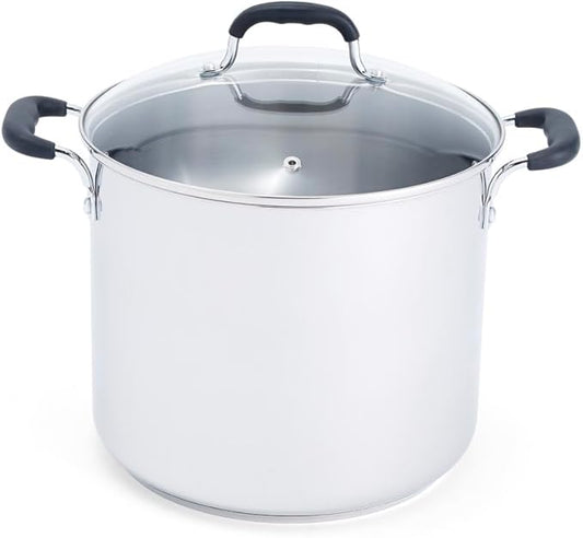 T-fal Specialty Stainless Steel Stockpot 12 Quart Oven Safe 350F Pots and Pans, Cookware Silver