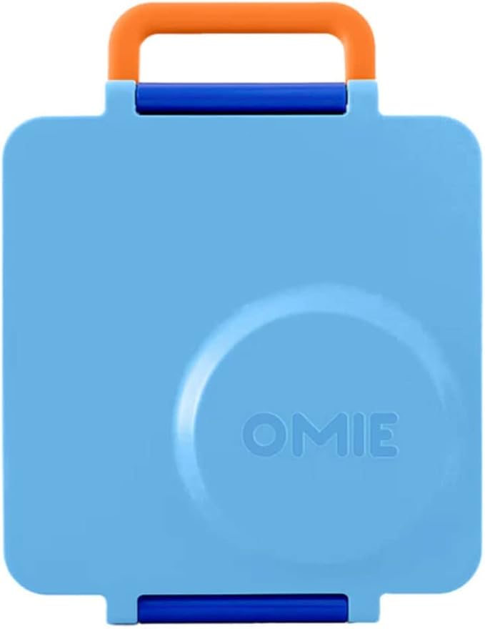 OmieBox Bento Box for Kids - Insulated Bento Lunch Box with Leak Proof Vacuum Insulated Food Jar - 3 Compartments, Two Temperature Zones (Blue Sky)