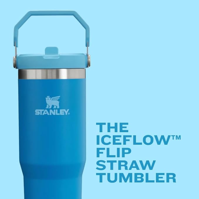 STANLEY IceFlow Flip Straw Tumbler with Handle 30 oz | Twist On Lid and Flip Up Straw | Leak Resistant Water Bottle | Insulated Stainless Steel |BPA-Free | Tigerlily