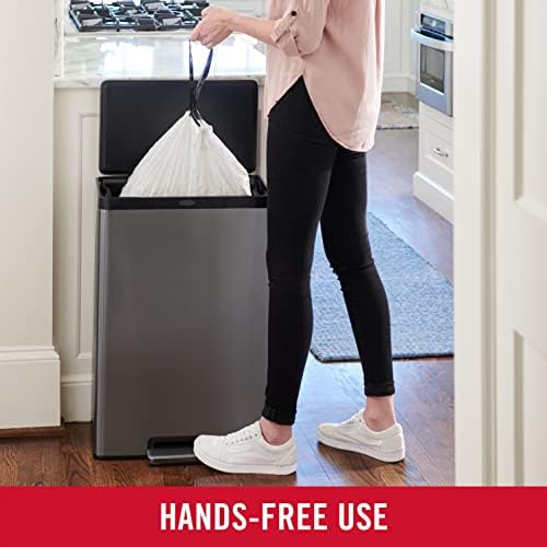 Rubbermaid Elite Stainless Steel Step-On Trash Can, 12 Gallon, Charcoal, Wastebasket for Home/Kitchen/Garage/Apartment/Office