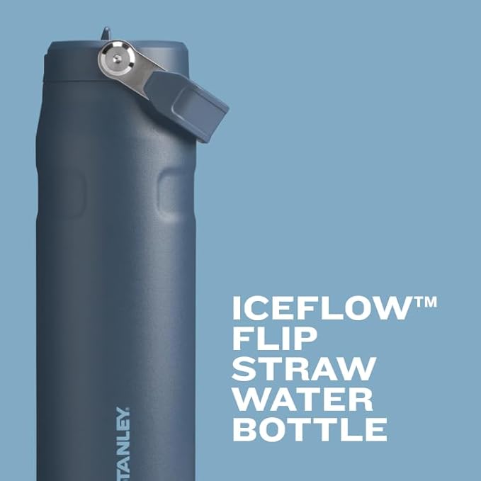 Stanley IceFlow Flip Straw 2.0 Water Bottle 24 oz | Built-In Straw with Larger Opening | Lightweight and Leak Resistant | Insulated Stainless Steel | BPA-Free | Meadow