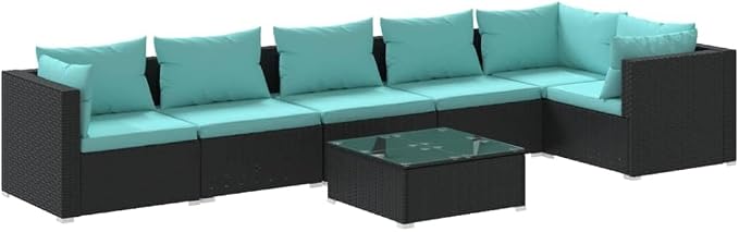 7-Piece Outdoor Patio Furniture Set, Modular PE Rattan Garden Lounge Sofa by Unknown