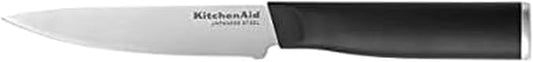 KitchenAid Classic Fine-Edge Utility Knife with Custom-Fit Blade Cover, 4.5-inch, Sharp Kitchen Knife, High-Carbon Japanese Stainless Steel Blade, Black